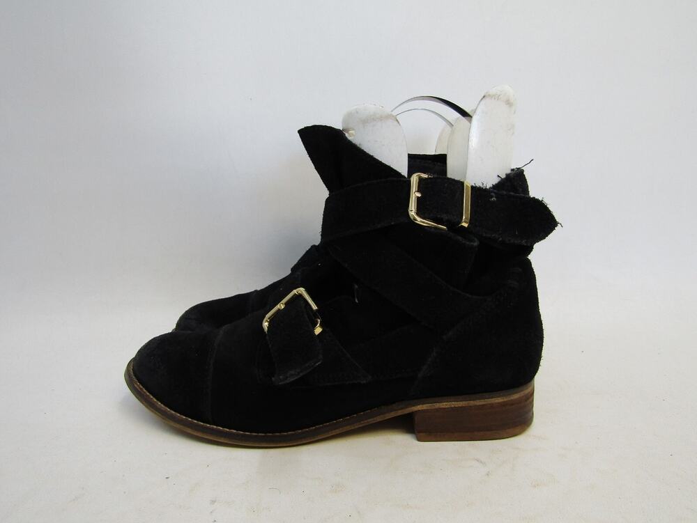 ALDO Womens Size 7.5 M Black Suede Buckle Ankle Fashion Boots